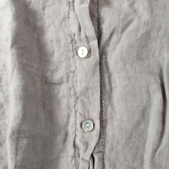 Angela Mara Womens Linen Button Up Summer Top Gray Tie Front Lagenlook Italy - Picture 4 of 10